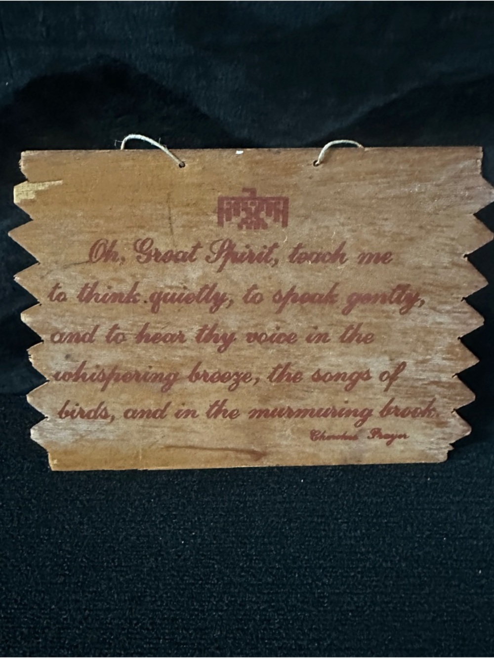 Antique Cherokee Prayer on Wood